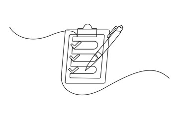 Minimalist clipboard checklist continuous line illustration