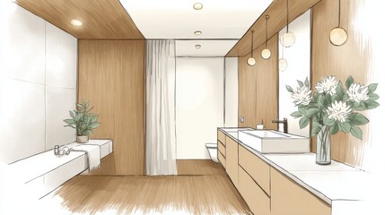 Innovative bathroom renovation design sketches showcasing modern aesthetics and functional elements for a stylish home