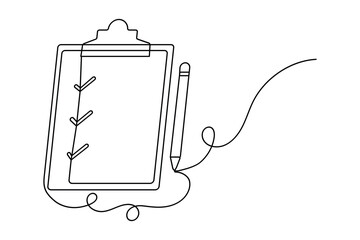 Minimalist clipboard checklist continuous line illustration