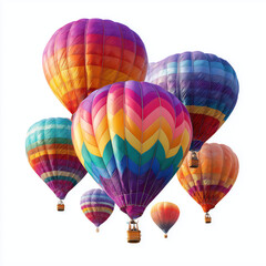 Obraz premium Colorful Hot Air Balloons Soaring in the Sky , white background cut out PNG