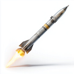 Naklejka premium Rocket Launch: A Powerful Display of Technology , white background cut out PNG