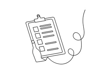 Minimalist clipboard checklist continuous line illustration
