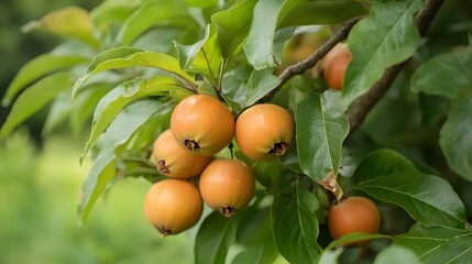 True medlar tree with a bunch of growing mature True medlar