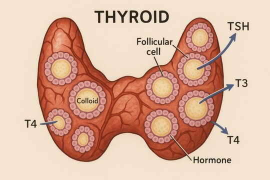 Detailed Thyroid Gland Anatomy Diagram Hormone Production Endocrine System Function