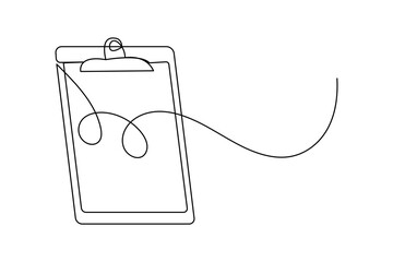 Minimalist clipboard checklist continuous line illustration