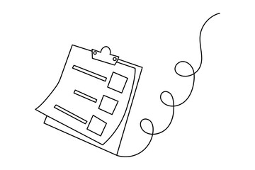 Minimalist clipboard checklist continuous line illustration