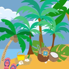 tropical island with palm trees