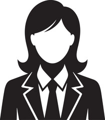 Businesswoman in Suit and Tie Silhouette vector icons.