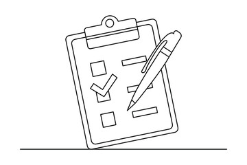 Minimalist clipboard checklist continuous line illustration