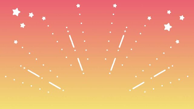 手書き風の線や星が広がる可愛いループアニメーション　色グラデーション背景　線は白色