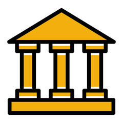 Courthouse building with columns (Solid Color Lineal Style)