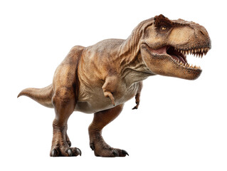 Fototapeta premium Tyrannosaurus Rex: A majestic Tyrannosaurus Rex, a fearsome predator from the Cretaceous period, stands majestically against a white background.