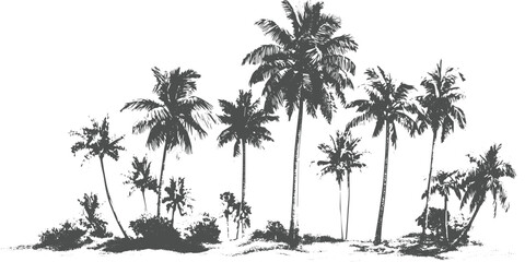 silhouette of coconut tree, summer coconut tree image silhouette vector, Black palm tree silhouettes © appl