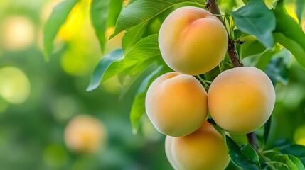 Yellow peach tree with a bunch of growing mature Yellow peach