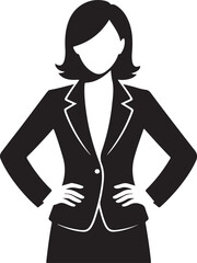 Businesswoman in Suit and Tie Silhouette vector icons.