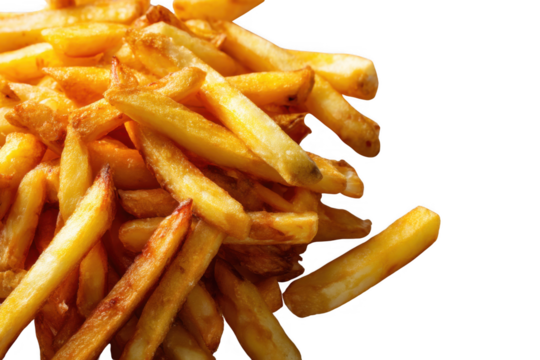 Golden Fries: A close-up shot of a delicious, crispy golden fries. The perfectly cooked potato sticks exude an inviting aroma, making your taste buds tingle with anticipation.
