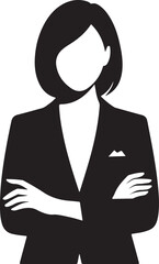 Businesswoman in Suit and Tie Silhouette vector icons.