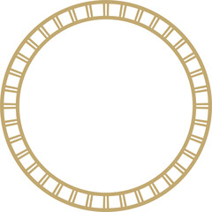 Vector golden round Egyptian ornament. Circle, frame, ring of ancient Egypt.Pattern of lotus flowers and sun
