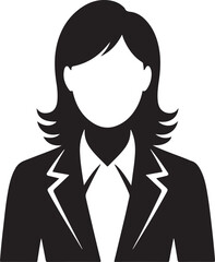 Businesswoman in Suit and Tie Silhouette vector icons.
