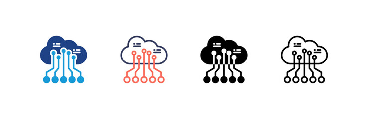 Cloud icon set multiple style collection