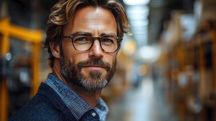Fototapeta premium Thoughtful business leader inspecting robotic automation in a futuristic factory