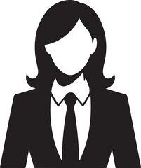 Businesswoman in Suit and Tie Silhouette vector icons.