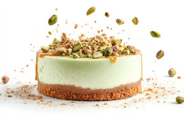 Pistachio Cheesecake with Floating Garnishes