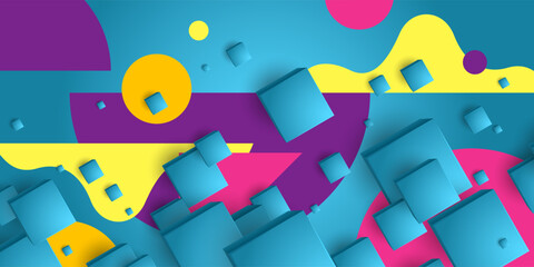 Bright attractive abstract background with graphic elements. A composition of shapes and color spots. A blank for creativity.