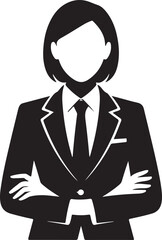 Confident Businesswoman with Arms Crossed Black and White Silhouette