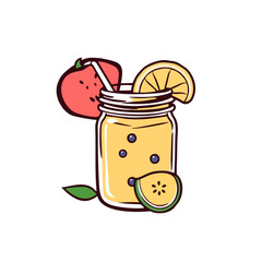 Vintage Style Smoothie Logo, With a Mason Jar and Fruit Slices