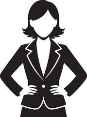 Confident Businesswoman with Arms Crossed Black and White Silhouette