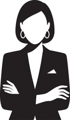 Confident Businesswoman with Arms Crossed Black and White Silhouette