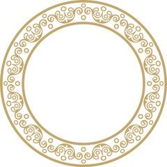 Vector round European gold ornament. Endless pattern, circle, ring of the Middle Ages. Revival border. Decorations of palaces and churches.
