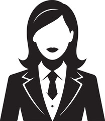 Confident Businesswoman with Arms Crossed Black and White Silhouette
