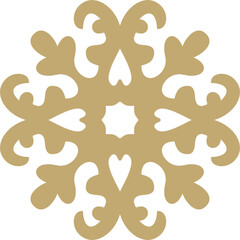 Vector golden  Kazakh national ornament. Ethnic pattern of the peoples of the Great Steppe,