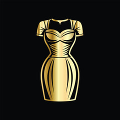 Fashionable Women's Dress Logo | Modern Beauty Fashion Vector for Trendy Clothing Brand. Creative Women's Dress Logo Design | Fashionable Beauty Fashion Vector Illustration for Stores.