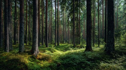 Obraz premium Exploring tranquil forests nature photography serene environment lush greenery close-up view outdoor beauty