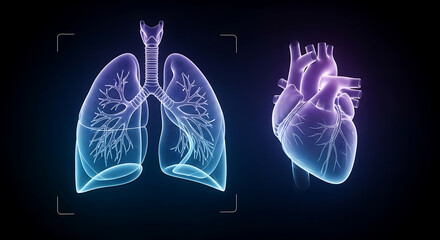 Anatomy of the Heart and Lungs: The internal anatomy of the human heart and lungs in vivid detail, ideal for medical illustrations and health-related projects. 