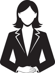 Businesswoman in Suit and Tie Silhouette vector icons.