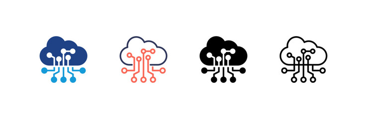 Obraz premium Cloud Computing icon set multiple style collection