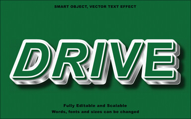 Drive word 3d text effect vector illustration.