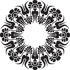 Vector black monochrome classic Greek round ornament. Circle of Ancient Greece and the Roman Empire. Byzantine painting of walls, floors and ceilings. Decoration of European palaces.
