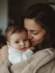 Mama z dzieckiem na rękach.
