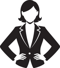 Confident Businesswoman with Arms Crossed Black and White Silhouette