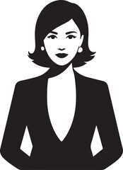 Confident Businesswoman with Arms Crossed Black and White Silhouette