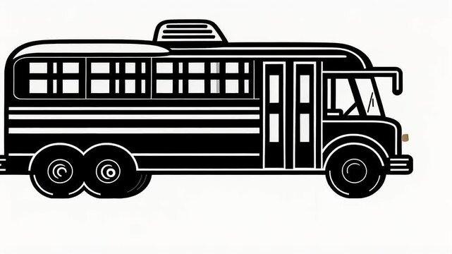 Retro Bus Illustration: Vintage Vehicle Graphic with Clean Lines and Bold Design