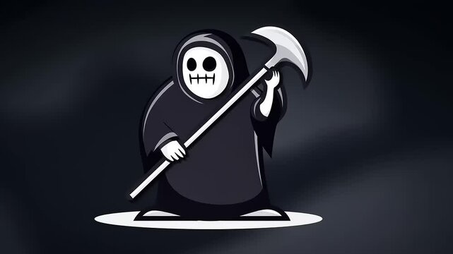 Cartoonish Grim Reaper Character Design Animation with Spooky and Playful Vibes