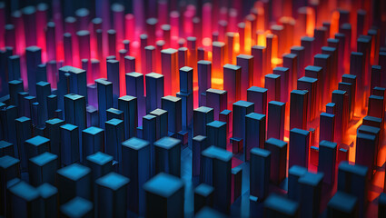 Obraz premium Abstract geometric background with blue, red, and purple cubes arrangement