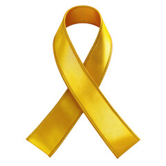 Gold ribbon awareness symbol isolated on transparent background