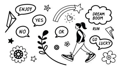 Obraz premium Minimalist black and white hand drawn doodle elem eps